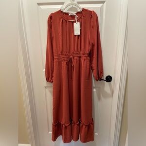 Grace Karin Terracotta Long Sleeve Dress